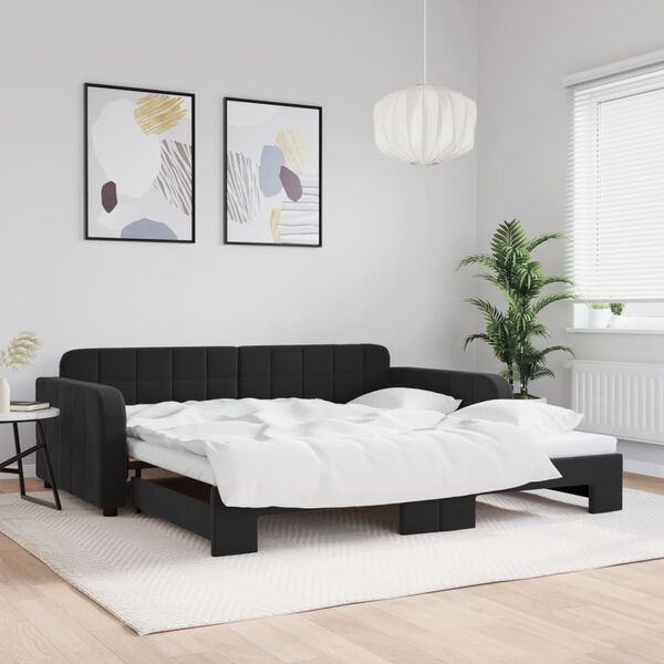 vidaXL daybed med udtræk 100x200 cm velour sort