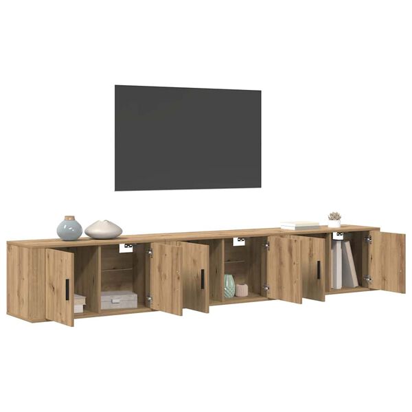 vidaXL V&aelig;gh&aelig;ngt TV-skab s&aelig;t 3 pcs Artisan Egetr&aelig; 80 x 34,5 x 40 cm
