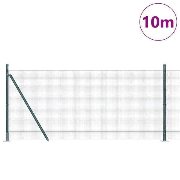 vidaXL Hegnspæl Grøn 10 x 1 m (12 x 12 mm net) Stål