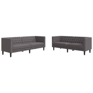 vidaXL 2-personers Chesterfield-sofas&aelig;t kunstl&aelig;der gr&aring;