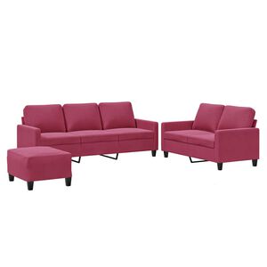 vidaXL sofas&aelig;t 2 dele med hynder velour vinr&oslash;d