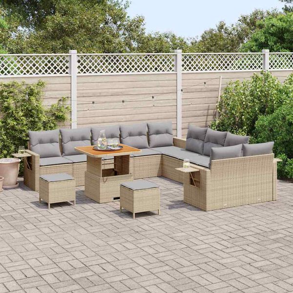 vidaXL Havesofa Sæt 13 pcs Beige polyrattan
