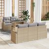 vidaXL Havesofa S&aelig;t med pude 6 pcs Beige polyrattan