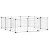 vidaXL k&aelig;ledyrsbur med 12 paneler og d&oslash;r sort 105x105x35 cm st&aring;l
