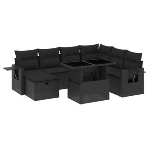 vidaXL sofas&aelig;t til haven 8 dele med hynder polyrattan sort