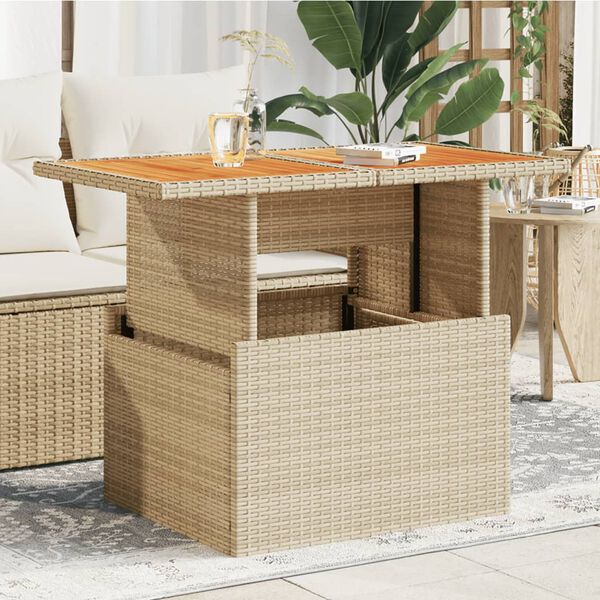 vidaXL havebord 100x55x73 cm polyrattan og akacietræ beige