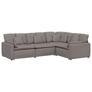 vidaXL modulsofa med hynder stof gr&aring;brun