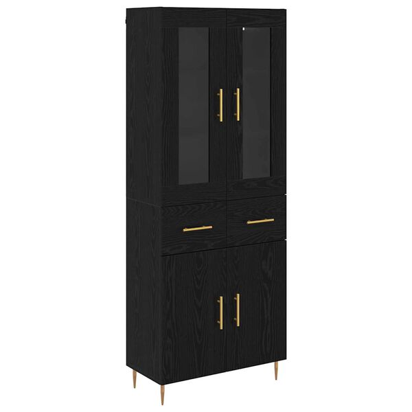 vidaXL Highboard med skuffe 2 pcs Sort eg Konstrueret tr&aelig;
