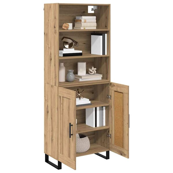 vidaXL Highboard Artisan Egetr&aelig; 69,5 x 34 x 180 cm Konstrueret tr&aelig;