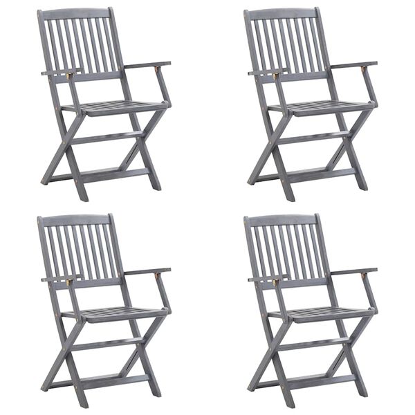 vidaXL foldbare havestole 4 stk. med hynder massivt akacietr&aelig;