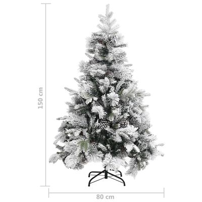 vidaXL juletræ med puddersne og grankogler 150 cm PVC & PE