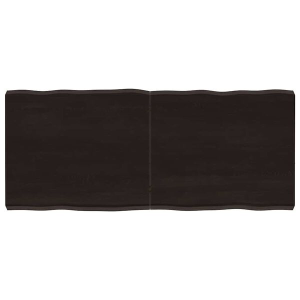 vidaXL bordplade 140x60x(2-6) cm naturlig kant behandlet tr&aelig; m&oslash;rkebrun