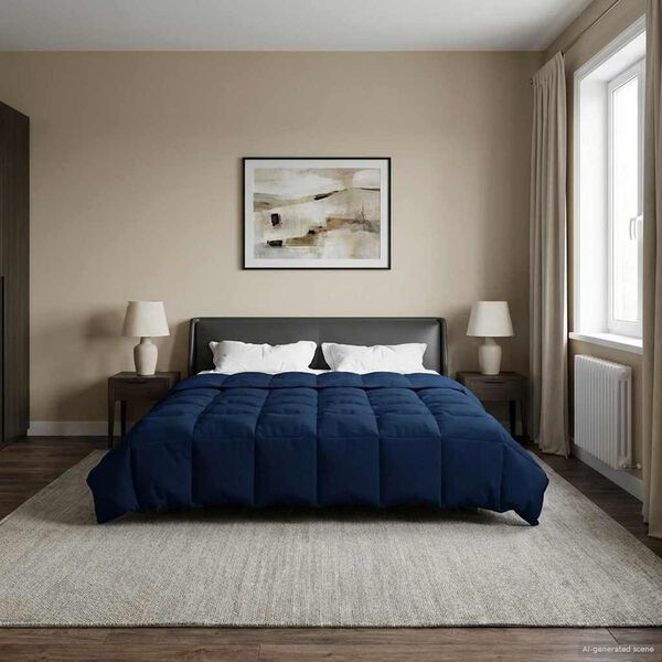 vidaXL Vinter dyne Quilting M&oslash;rk bl&aring; 200 x 220 cm Mikrofiber