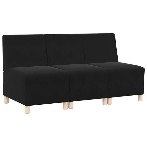 vidaXL Modulsofa enhed uden arme 3 pcs Sort 55 x 74 x 82 cm Fl&oslash;jl