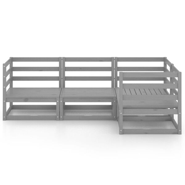 vidaXL loungesæt til haven 4 dele massivt fyrretræ grå