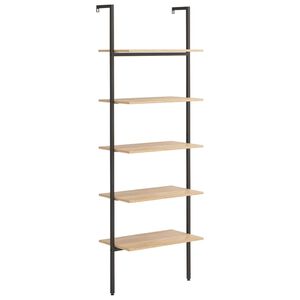 vidaXL stigereol med 5 hylder 64x35x185 cm lysebrun og sort