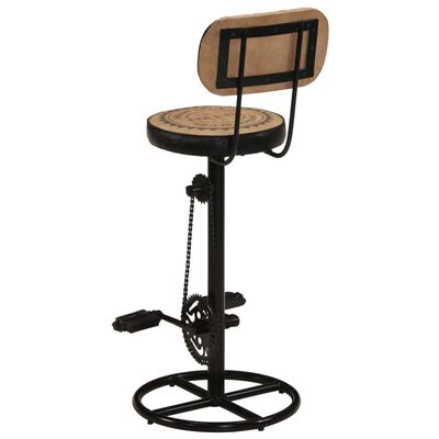 vidaXL barstole 2 stk. med kanvastryk ægte gedeskind brun og sort