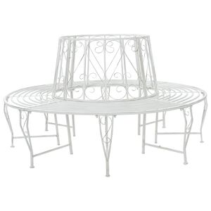vidaXL Tr&aelig; B&aelig;nk 8 -personers &Oslash; 160 x 89 cm steel Antik hvid Rund
