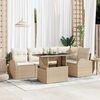 vidaXL Havesofa S&aelig;t med pude med opbevaring 6 pcs Beige Poly rattan