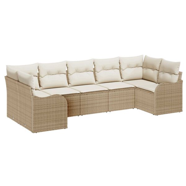 vidaXL Havesofa S&aelig;t Beige polyrattan