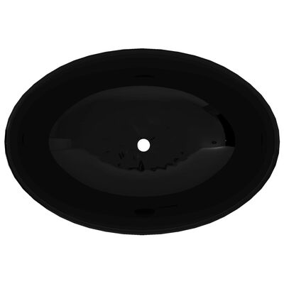 vidaXL keramisk luksushåndvask oval sort 40 x 33 cm