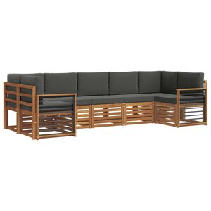 vidaXL Sofas&aelig;t med pude 7 pcs Naturlig og Antracit Massivt Akacietr&aelig;
