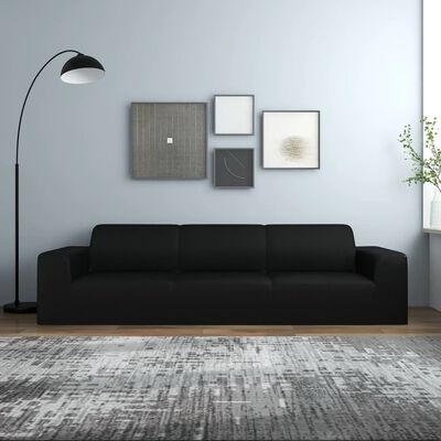 vidaXL elastisk 4-personers sofabetræk polyesterjersey sort