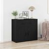vidaXL Sideboard med skuffe Sort eg 80 x 33 x 70 cm Konstrueret tr&aelig;