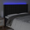 vidaXL sengegavl med LED-lys 147x16x118/128 cm kunstl&aelig;der sort