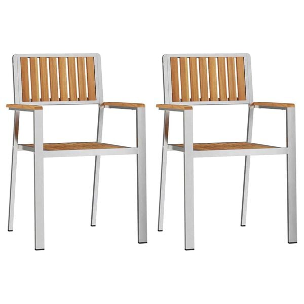 vidaXL Have Stol 2 pcs Brun 56 x 54,5 x 87 cm Massiv Teaktr&aelig;