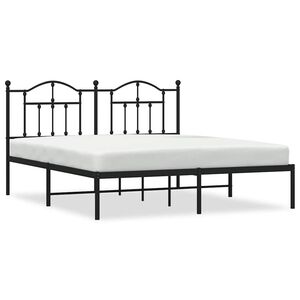 vidaXL sengeramme med sengegavl 160x200 cm metal sort