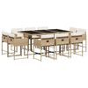 vidaXL spisebordss&aelig;t til haven 11 dele med hynder polyrattan beige