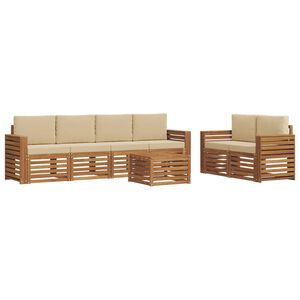 vidaXL Udend&oslash;rs sofagruppe 7 stk. Naturlig og Beige Massivt Akacietr&aelig;