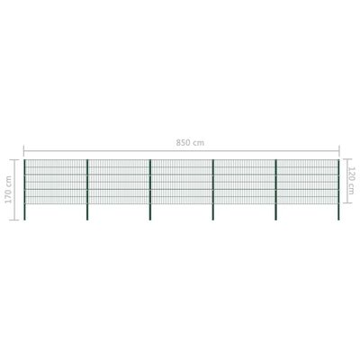 vidaXL hegnspaneler med stolper 8,5 x 1,2 m jern grøn