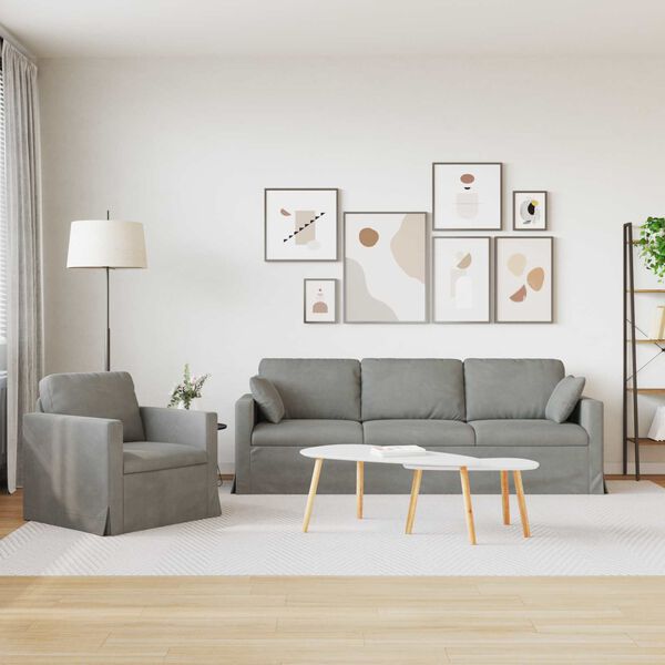 vidaXL Sofa 2 pcs Lysegr&aring; 228 x 78 x 80 cm Fl&oslash;jl