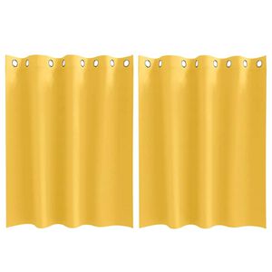 vidaXL M&oslash;rkl&aelig;gningsgardiner med ringe 2 pcs Sennepsgul 140 x 140 cm