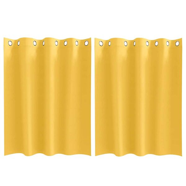 vidaXL Mørklægningsgardiner med ringe 2 pcs Sennepsgul 140 x 140 cm