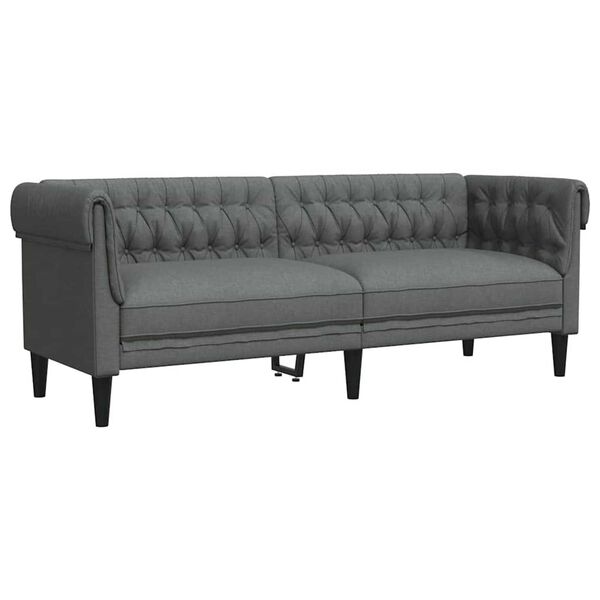 vidaXL Chesterfieldsofa med pude Mørkegrå 201.5 x 74.5 x 74.5 cm Stof