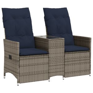 vidaXL havesofa med 2 siddepladser og bord gr&aring; polyrattan