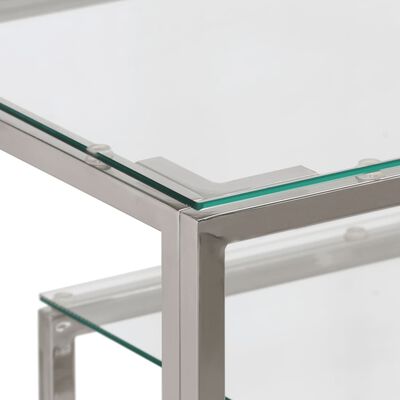 vidaXL konsolbord rustfrit stål og hærdet glas sølvfarvet