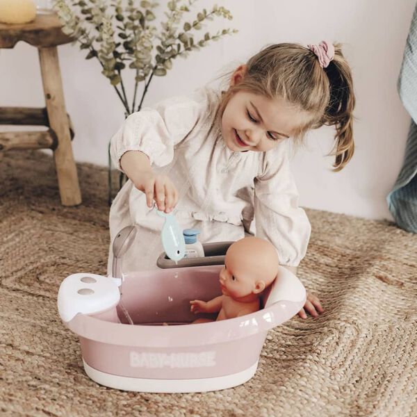 Smoby 2-i-1 Balneo Baby Nurse legebadekar og tilbeh&oslash;r til babydukke