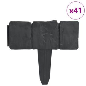 vidaXL pl&aelig;nehegn med stenlook 41 stk. 10 m plastik