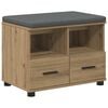 vidaXL Sko b&aelig;nk med pude Artisan-eg 60 x 38 x 46 cm Konstrueret tr&aelig;