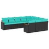 vidaXL havesofas&aelig;t med 10 hynder sort polyrattan