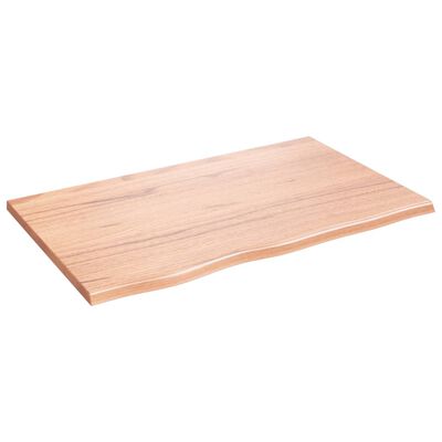 vidaXL bordplade til badeværelse 80x50x2 cm massivt træ lysebrun