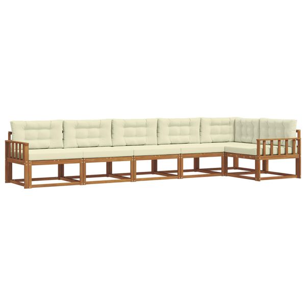 vidaXL Udend&oslash;rs sofagruppe med pude 6 pcs Naturlig og Fl&oslash;de