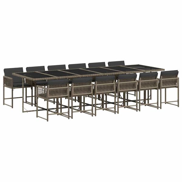 vidaXL spisebordss&aelig;t til haven 13 dele med hynder polyrattan gr&aring;