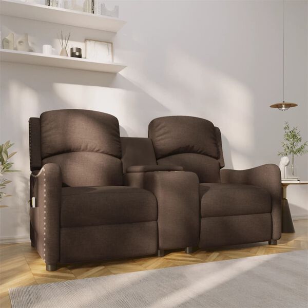 vidaXL 2-personers massagestol med kopholdere stof brun