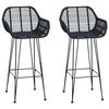 vidaXL Barstol 2 pcs Sort 55 x 52 x 92 cm Rattan og Jern