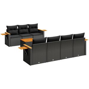 vidaXL sofas&aelig;t til haven 8 dele med hynder polyrattan sort
